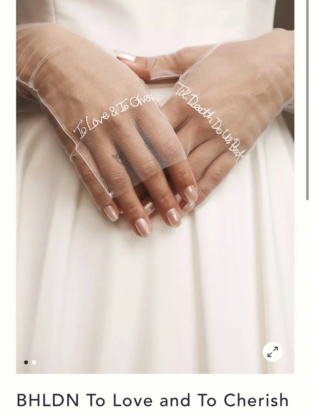 BHLDN Sheer Ivory Embroidered Bridal Gloves